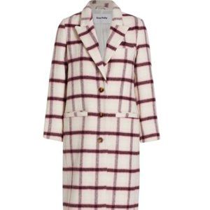 ENA PELLY Billie Blazer Oversized Wool Blend Coat In Fig Check
